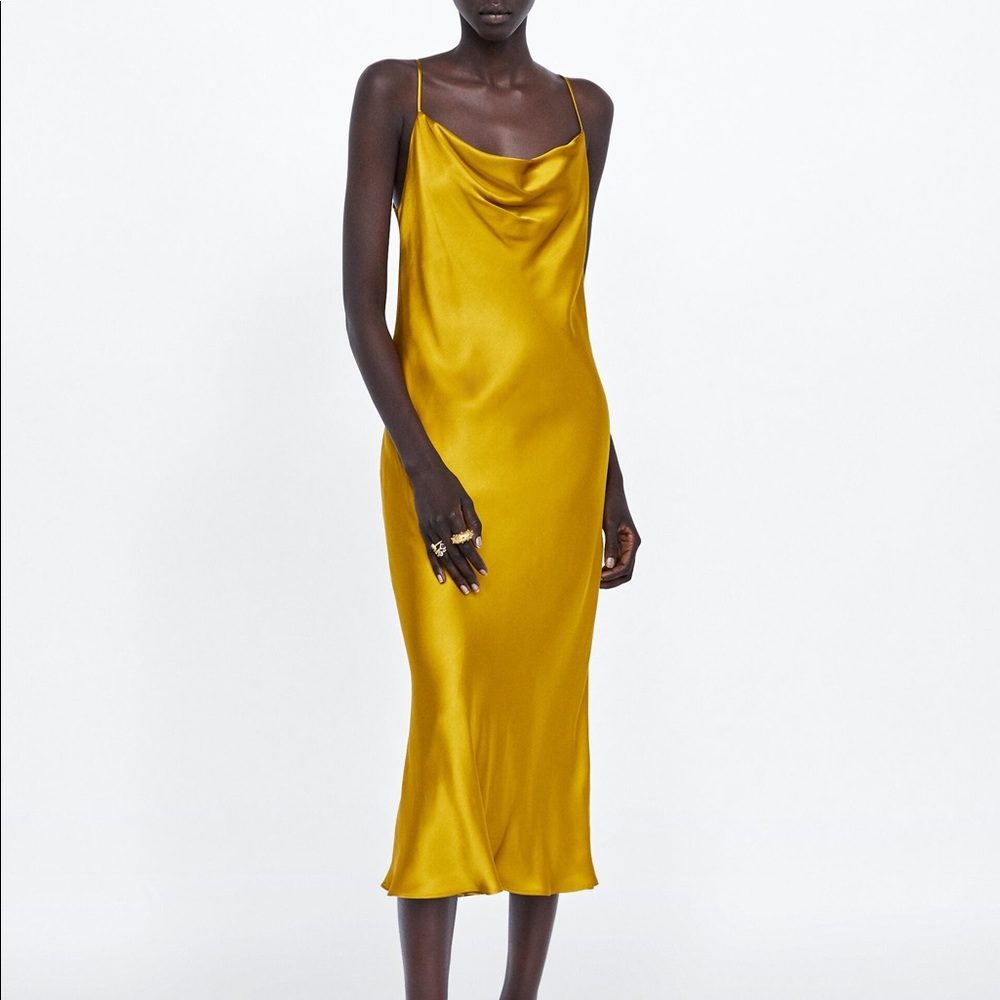 🌟HOST PICK🌟Zara Mustard Yellow Slip Dress